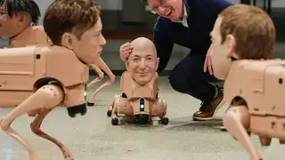 Berlin'deki Sanat Sergisinde Elon Musk ve Jeff Bezos Yüzlü Robot Köpekler Tartışma Yarattı