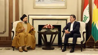 Barzani, Ammar el-Hakim'i Teyyar el-Hikme hareketinin liderliğine yeniden seçilmesi dolayısıyla tebrik etti